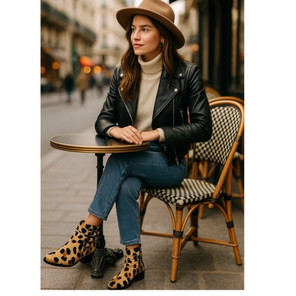 LOEFFLER RANDALL booties womens size 7 Ponyhair Animal Print Lace-Up Ankle - Picture 4 of 15